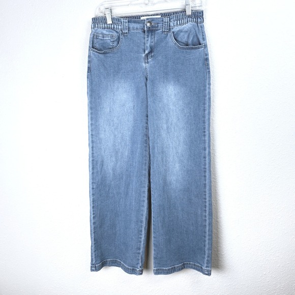 Gogo Jeans Denim - Gogo Jeans Womens Blue Jeans Size 9/29 Light Wash Wide Leg High Rise‎ Skater